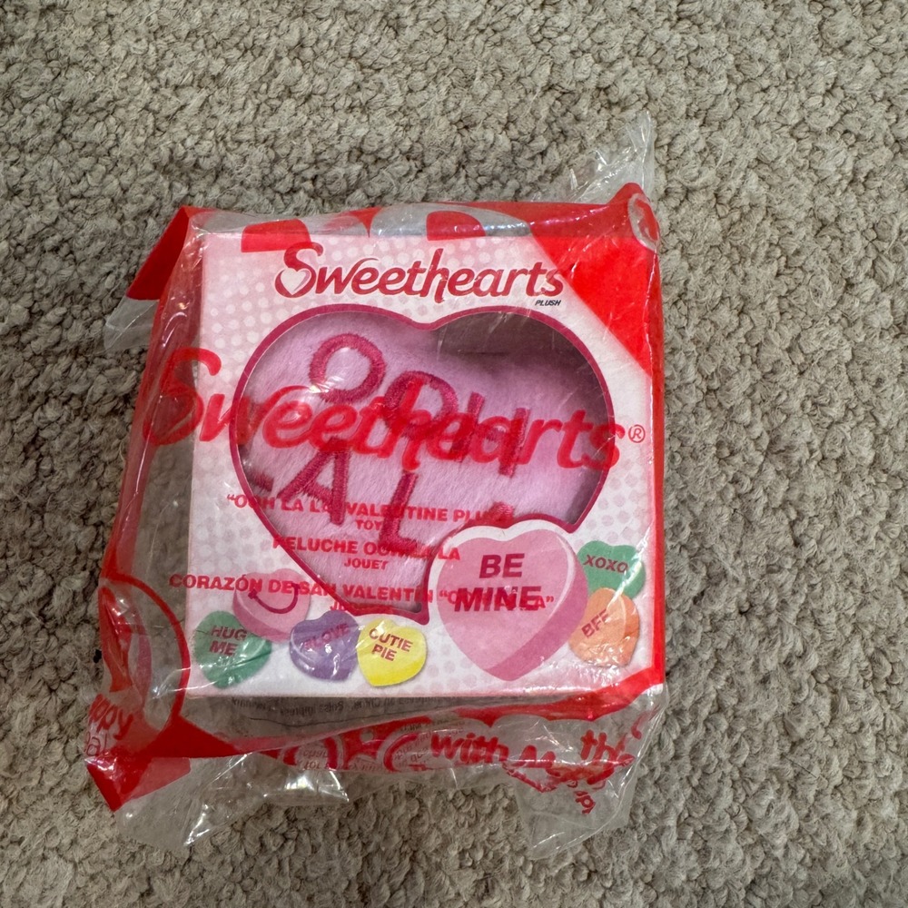 McDonalds Sweethearts Ooh La‎ La Valentine Plush Heart Pink Candy Conversation